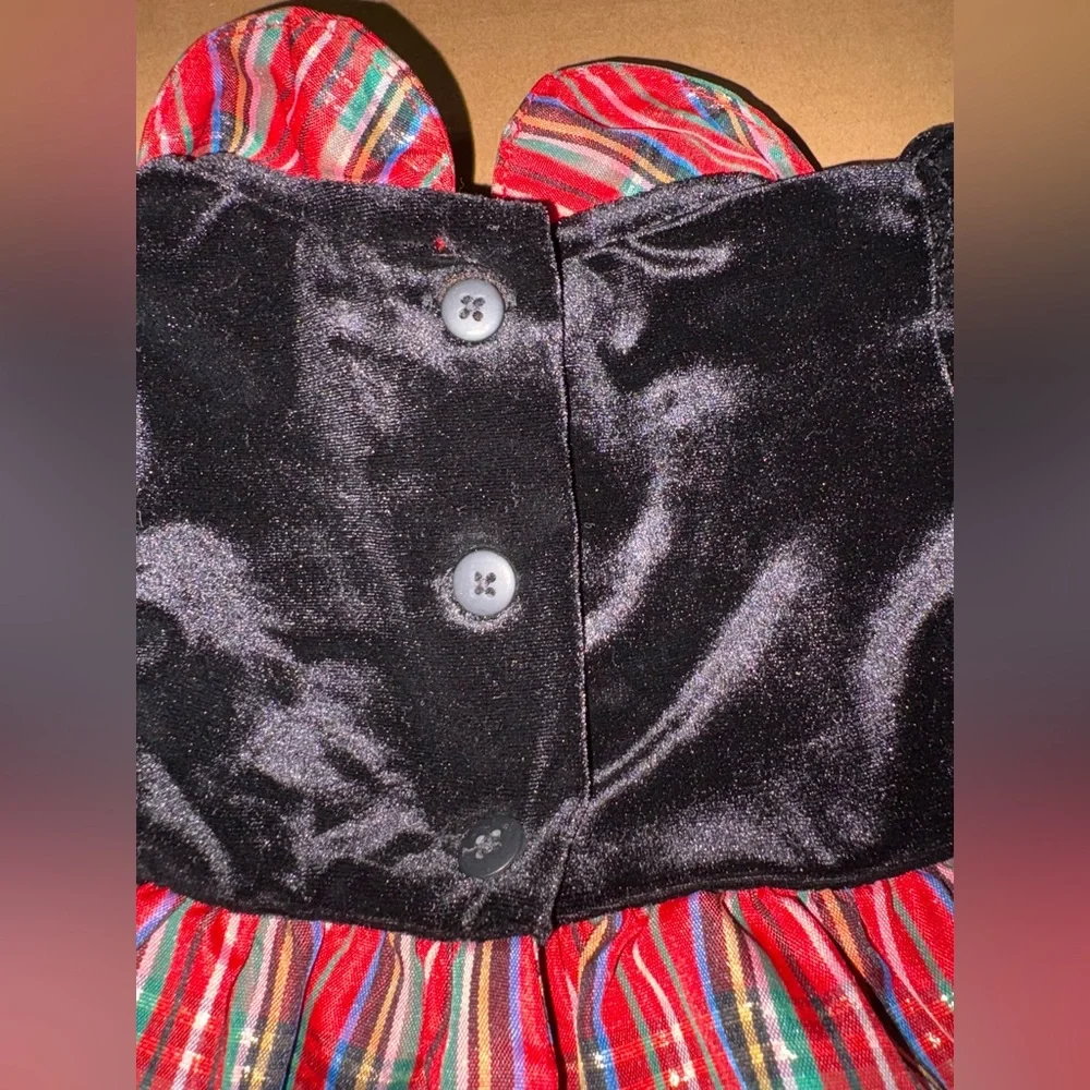 Good Lad‎ Girls Baby Christmas Romper 9 Month black velvet red plaid holiday NWT